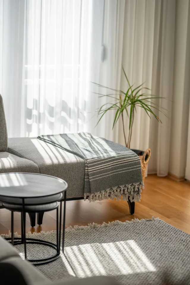 Ljust hem med omsorgsfullt ordnade möbler